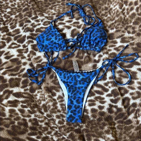 Vibrant Blue Animal Print Bikini - Picture 1 of 7